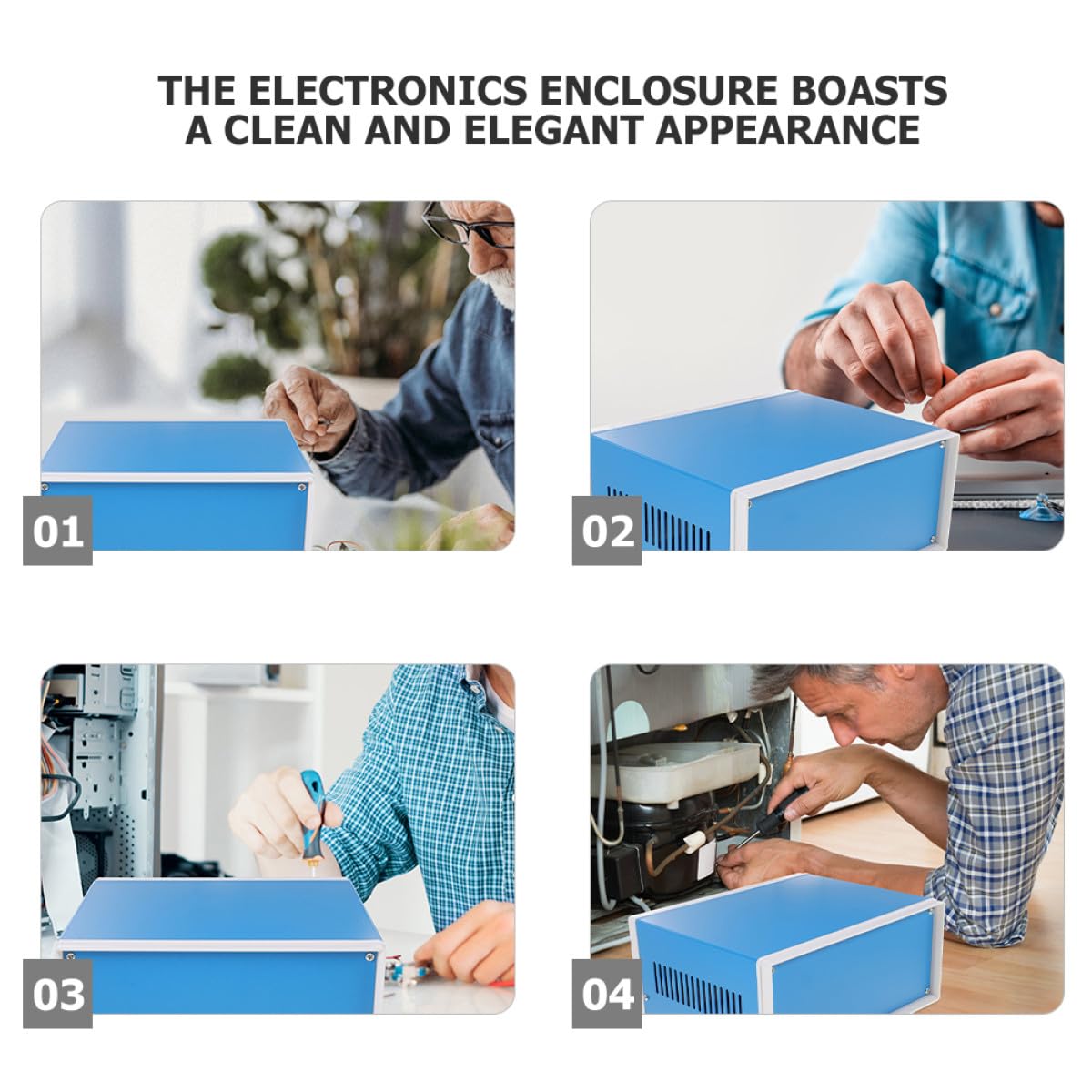 WOONEKY Caja de Conexiones Metálica para Proyectos Electrónicos Carcasa de Acero 140X210X180 MM Caja Eléctrica Empotrada Resistente para Bricolaje y Protección de Instrumentos