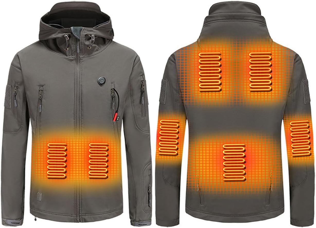 Men's Heated Jacket USB Electric Heating Fleece Thermal Tactical Coat Skiing Motorcycle Fishing Clothes