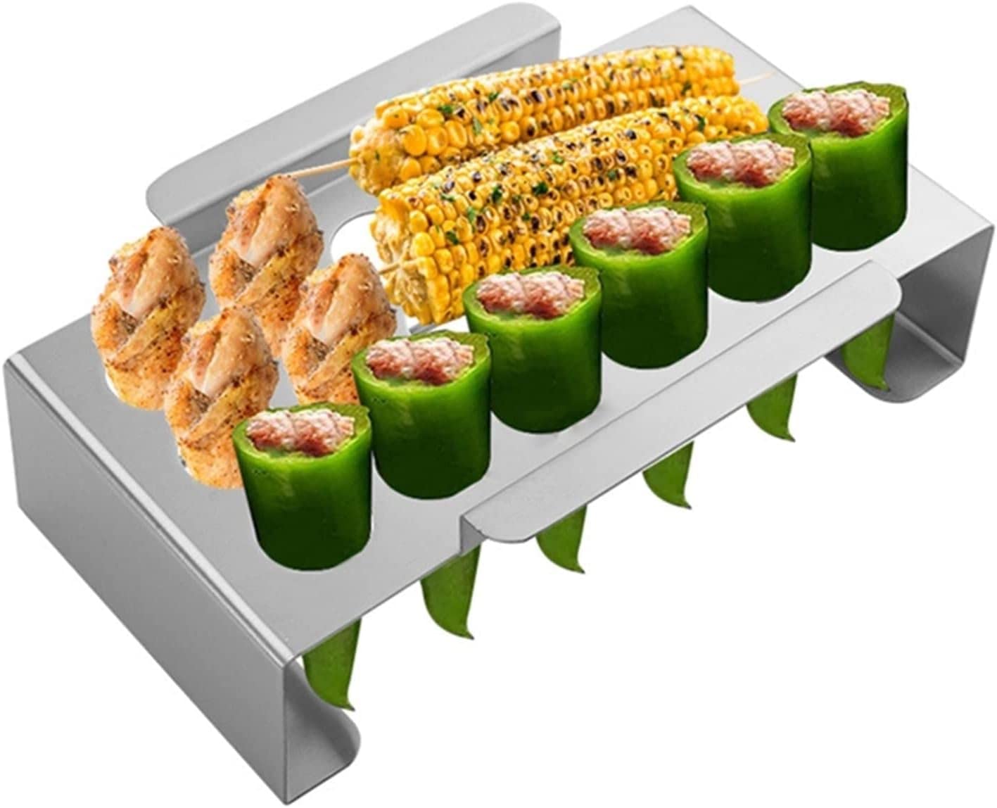 Grill gazowy 2 szt. Narzędzie do grillowania ze stojakiem ze stali nierdzewnej na chili, skrzydełka z kurczaka na noże i dolny wspornik.