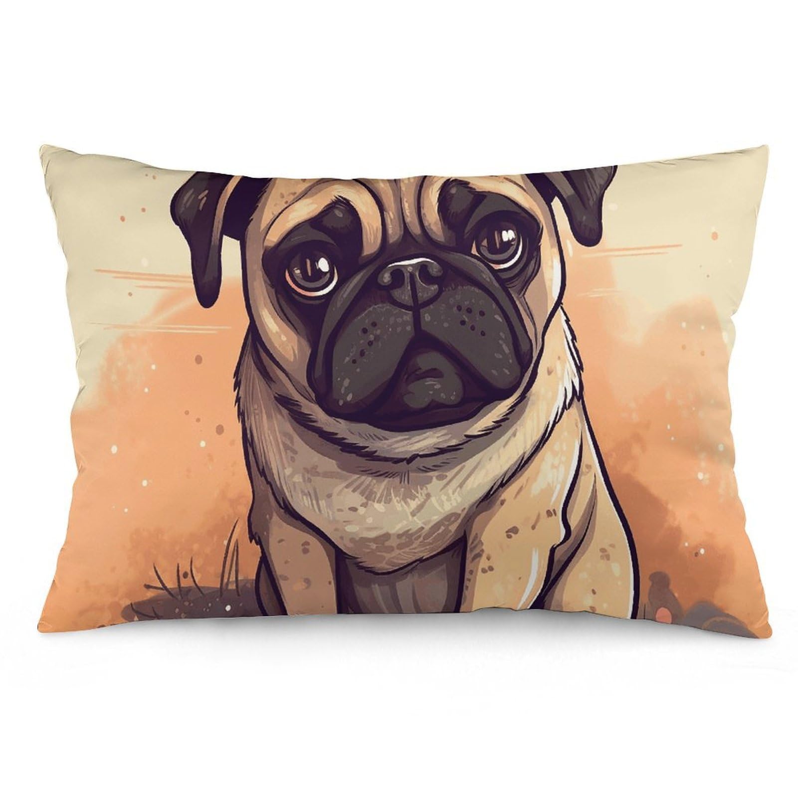 2 Pack Pillow Cases for Hair and Skin, Soft Breathable Pillow Case Covers with Hidden Zipper, Pug Cartoon Pillowcase 12 "x20 Pillow Covers for Sleeping Gift