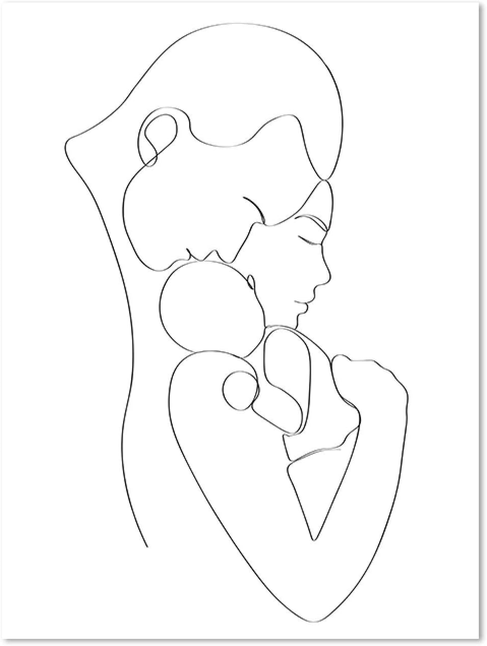 キャンバス絵画保育園家族の肖像画ママお父さん赤ちゃん線画ポスターアートプリント抽象的な壁装飾画像50x70cmx3pcsフレームなし