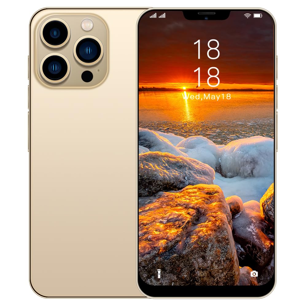 Smartphone Unlocked Cell Phone IP14pro 6.7inch HD Cheap Phones 2GB/16GB Android 10 Straight Talk Phone 5000mAh 128GB Extension Dual Sim Boost Mobile Phones (Gold)