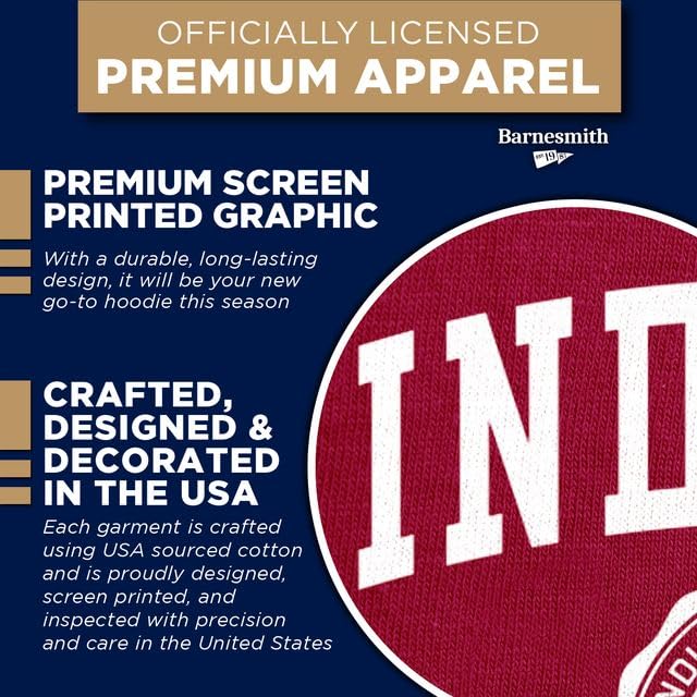 Barnesmith Hooded Sweatshirt, Unisex, Cotton/Poly Blend, Heritage Logo Medium Indiana - Cardinal - 3