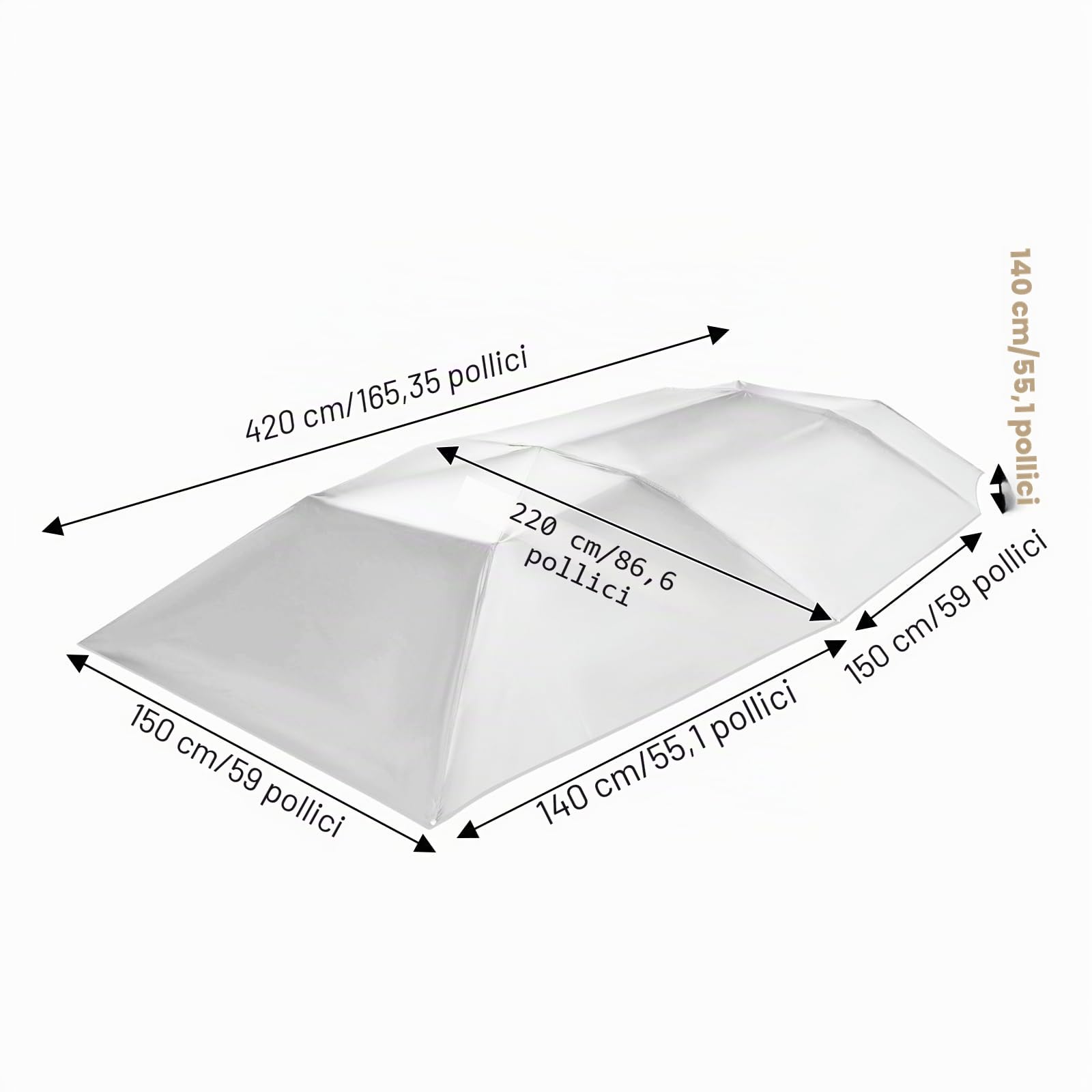 Tenda da tetto semi-automatica per auto, parasole/tenda da sole per auto 4,2 x 2,2 m con protezione UV e impermeabile, per auto/SUV, tenda da tetto per auto semi-automatica pieghevole con borsa per il