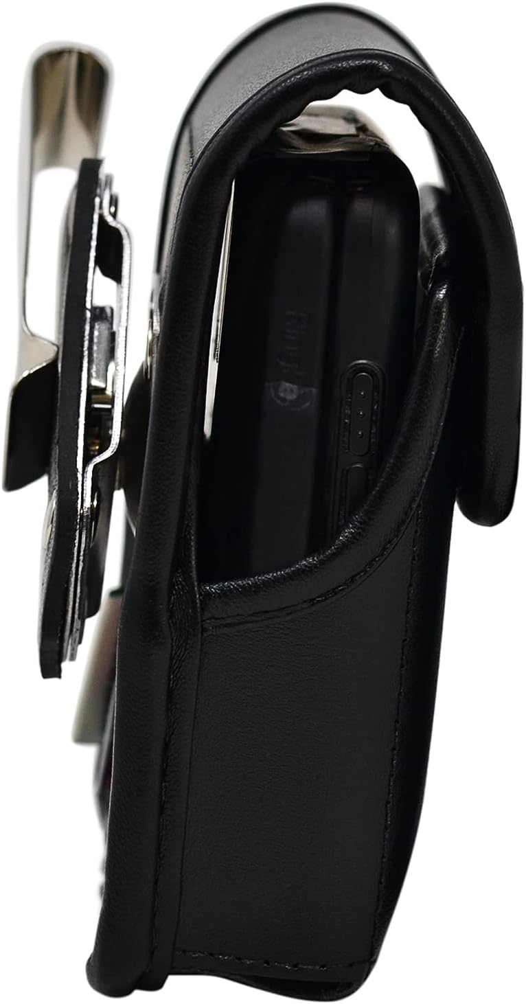 Turtleback Belt Case Designed for Motorola Razr, Razr+ 2024 2023 with Bulky Fit Case, Vertical Holster Black Leather Pouch with Heavy Duty Rotating Belt Clip
