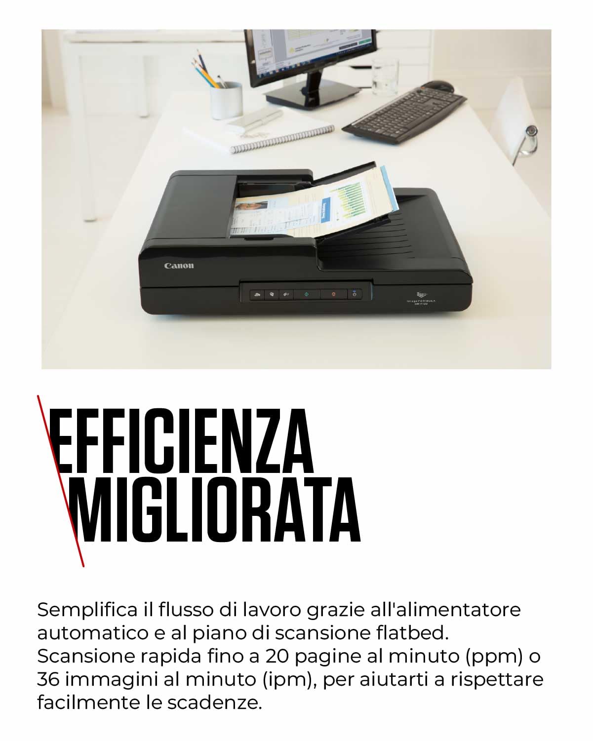 Canon Scanner per Documenti Piatto imageFORMULA DR-F120 | Scanner Fronte-Retro con USB per Casa e Ufficio | Fino a 20 Pagine al Minuto | Alimentatore Automatico da 50 Fogli | Software CaptureOnTouch
