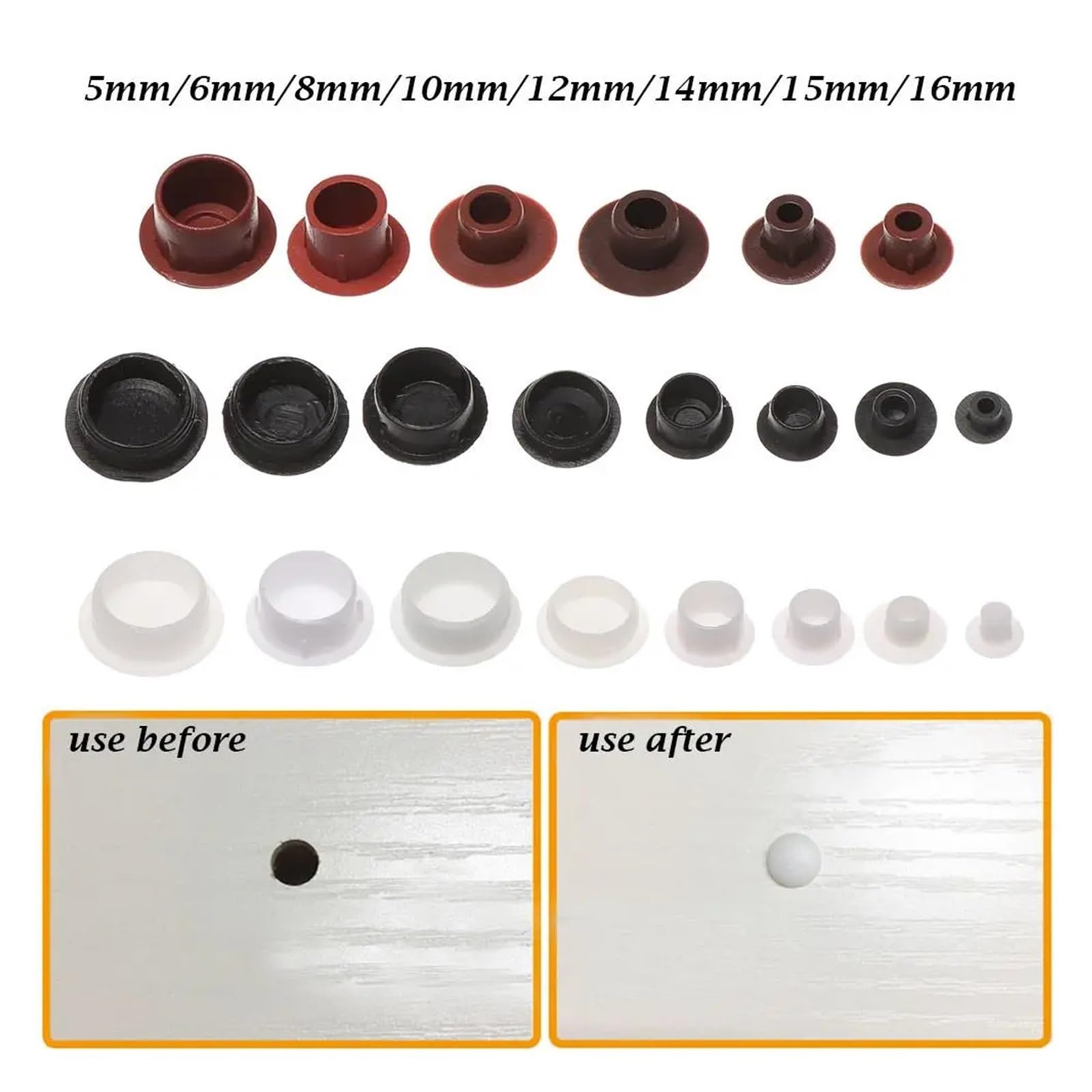 Bouchons Anti-poussière, Décorations de Trous de Bouchon à 50 Trous, couvercles de Trous de Meubles, décorations(14mm-White)