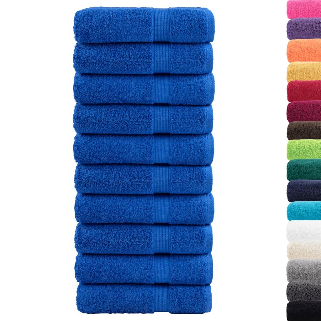 SOLUND Toallas de ducha de alta calidad, 10 unidades, color azul, 70 x 140 cm, 600 g/m², absorbentes y suaves, 100 % algodón hilado en anillo, con certificación Öko-Tex, prácticas y prácticas
