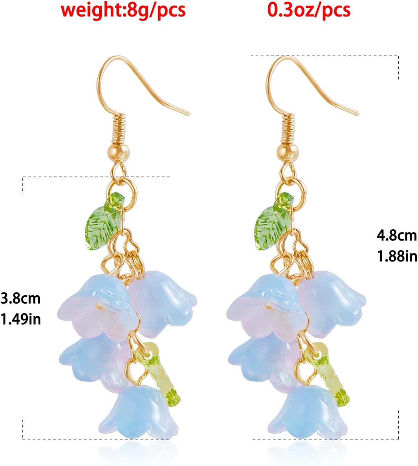 Dreuyet Y2K Lily of the Valley Earring Necklaces Set for Women Dainty Colorful Love Bead String Tassel Chain Necklace Sweet Valley Rose Flower Leaf Dangle Drop Earrings Bride Wedding Spring Summer Jewelry - Image 9