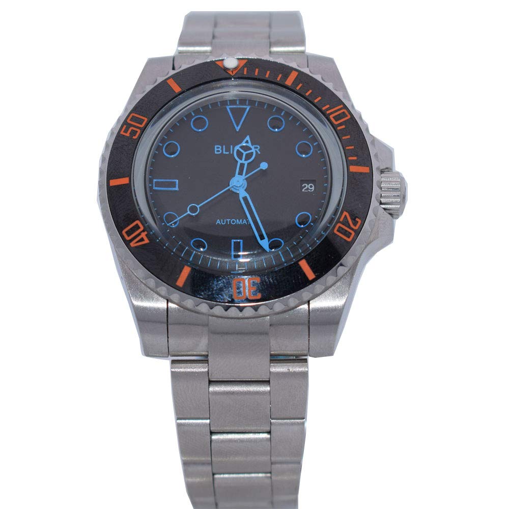 Bliger40mm Bliger Black Dial Ceramic Bezel Arched Glass Japan Miyota 8215 Automatic Movement Men's Watch Stainless Band