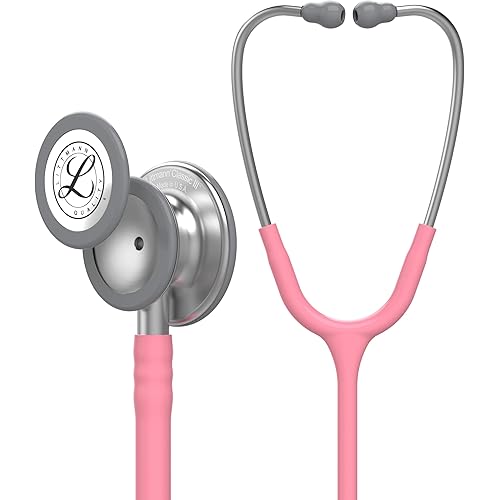 3M Littmann Classic III Monitoring Stethoscope, 5633, More Than 2X as Loud, Weighs Less, Stainless Steel Chestpiece, 27" Pearl Pink Tube