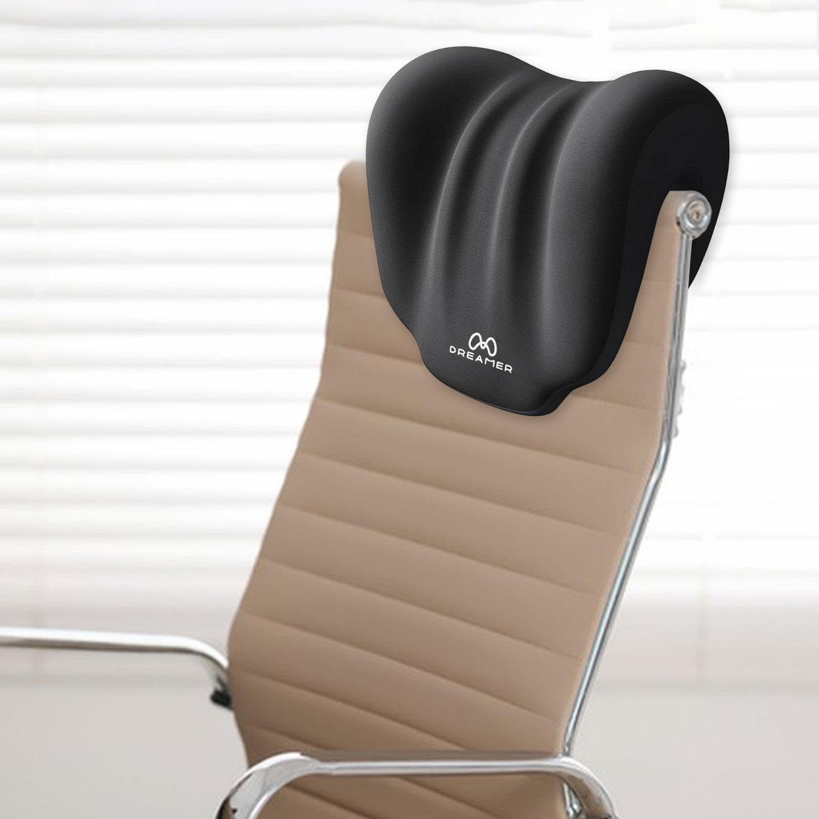 Amagogo Nackenkissen für Bürostühle, Kopfstützenkissen, Schreibtischkissen für Nickerchen, Nacken- und Rückenstütze, ergonomisch, Schwarz