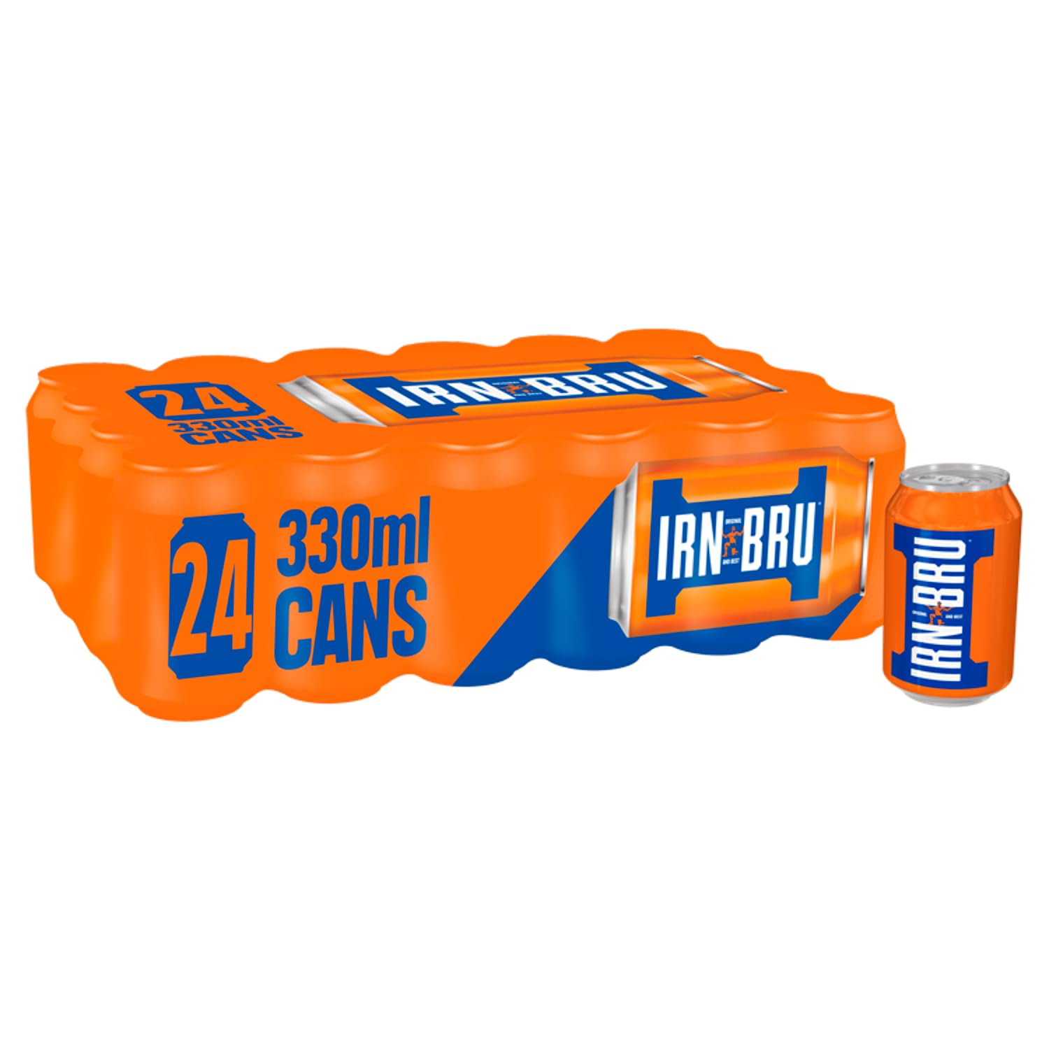 IRN-BRU Original Scottish Sparkling Soda, Citrus Flavored Carbonated Drink - Sparkling Flavored Soft Drink, 32 Flavor Recipe, 11.1 fl oz Cans, Pack of 24