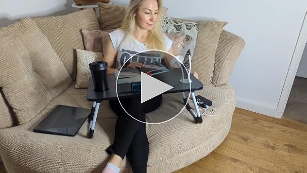 Fayquaze Laptop Bed Desk, Portable Foldable Laptop Bed Table With USB Charge Port Storage Drawer