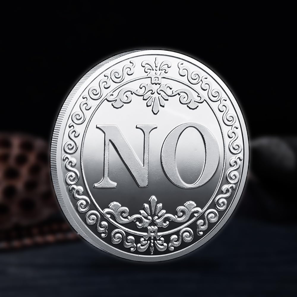 Sì No Monete da Sfida, Badge Commemorativo in Metallo, Distintivo Decisionale, Moneta da Collezione per Sfide, Argento (Stile 1)