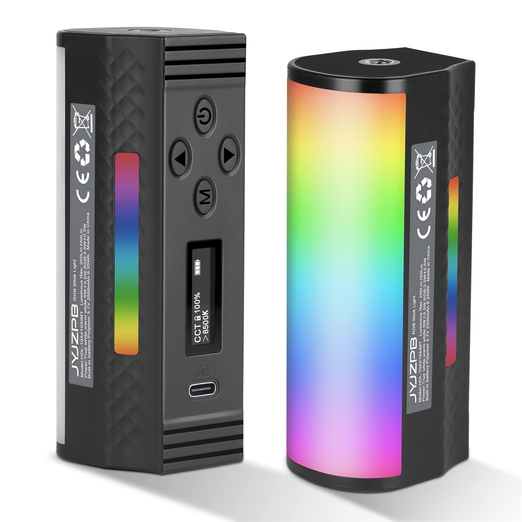 JYJZPBMagnetic Handheld RGB Stick Light Wand, 360° Full RGB Light Mini LED Video Light Stick with 2500mAh Rechargeable Battery, 2500-8500K Dimmable Tube Light,for Photography TikTok YouTube Christmas