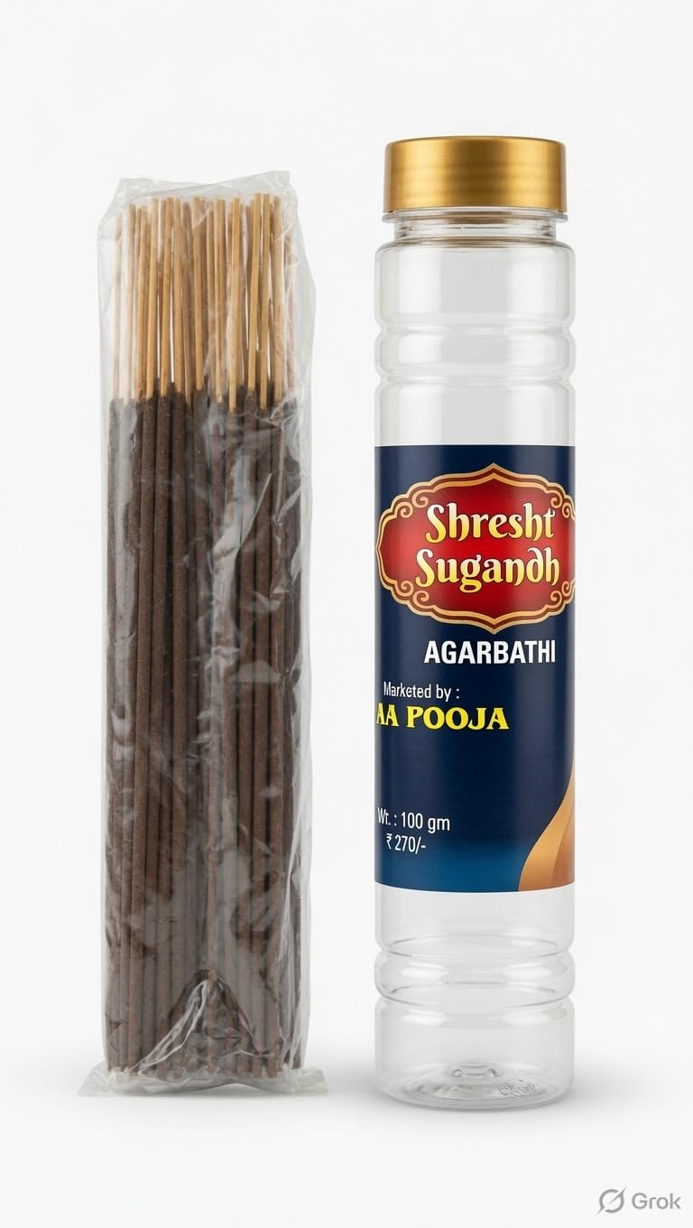 Shresth Sugandh Agarbatti, 100g Incense Sticks in Reusable Jar, Traditional Fragrance Bamboo Incense for Home, Temple, Pooja Room, Meditation, Yoga, Daily Prayer and Spiritual Use-picture-10