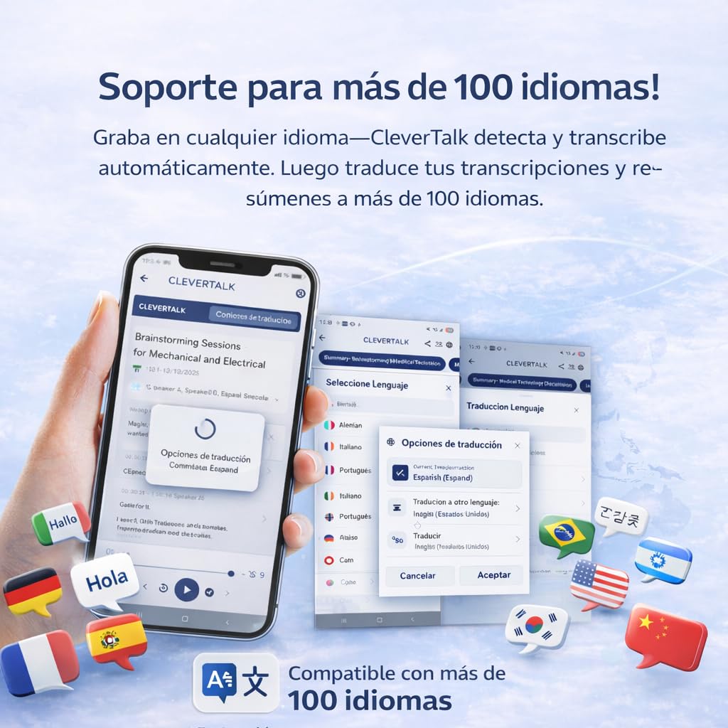 CleverTalk Heart Grabadora de Voz con IA | Activada por Voz | App Móvil, Mac, Windows y Web | Cloud Europea GDPR | 64GB | Audio HD 1536kbps | USB-C