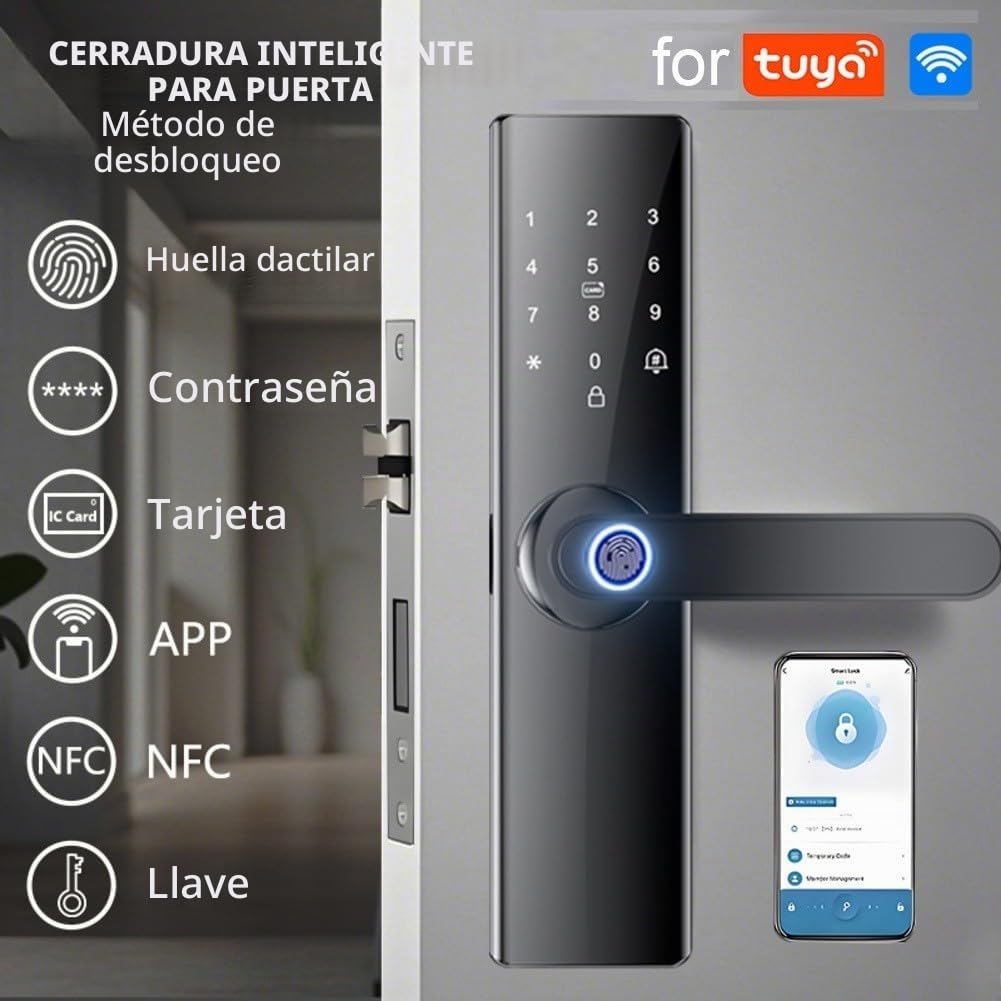 Cerradura inteligente, impermeable, para puerta de exterior, con borde inteligente, código de teclado electrónico, con aplicación y código de acceso, cerradura digital de longitud ajustable para
