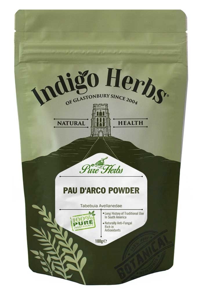 Indigo Herbs PAU D'arco Powder 100g (Pure Bark Powder)
