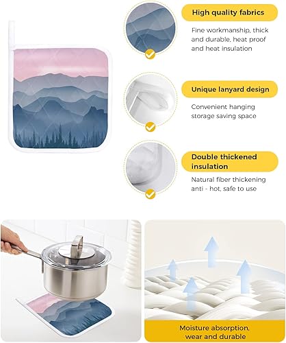 Miniatura 2 de Juego de 2 soportes para ollas de montaña para cocina, platos de sartén para horno, tapete a prueba de calor con lazo para colgar, agarraderas de