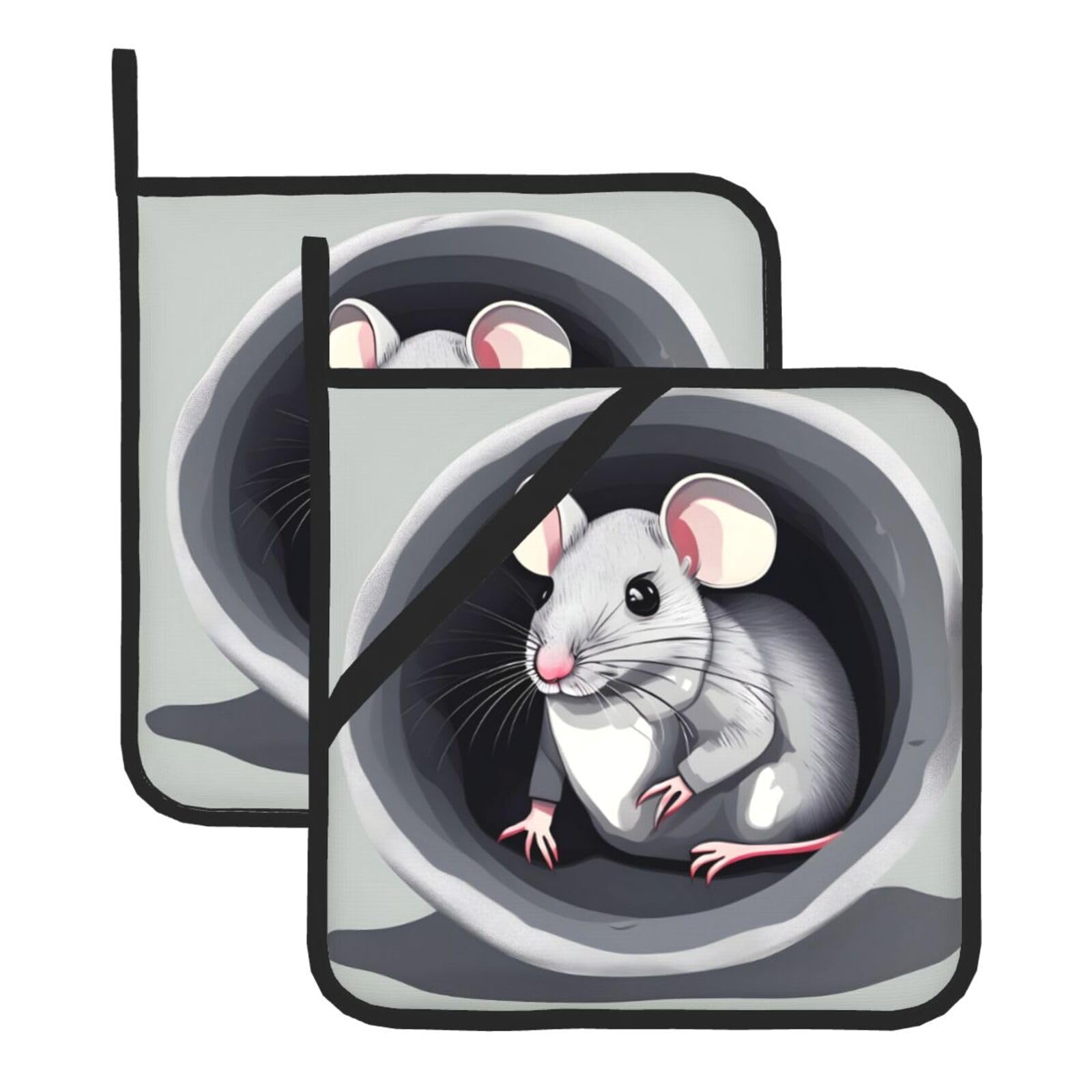 Mouse in the Hole Square Heat Resistant Trivet Set Thick and Durable for Baking Barbecue Cookware Oven