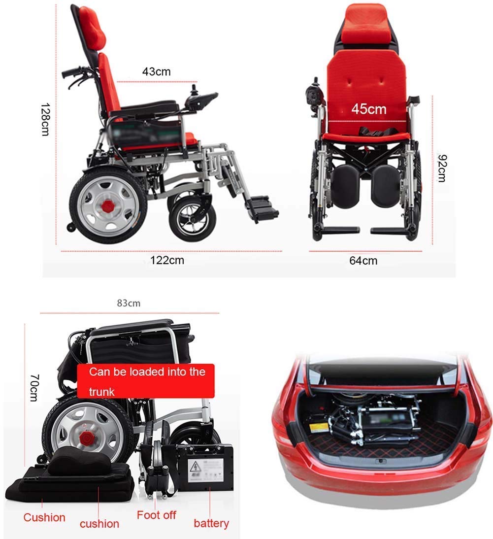 Silla de ruedas eléctrica plegable y ligera con reposacabezas, silla de ruedas motorizada portátil para adultos y personas mayores, ayuda de movilidad cómoda para viajes y uso diario