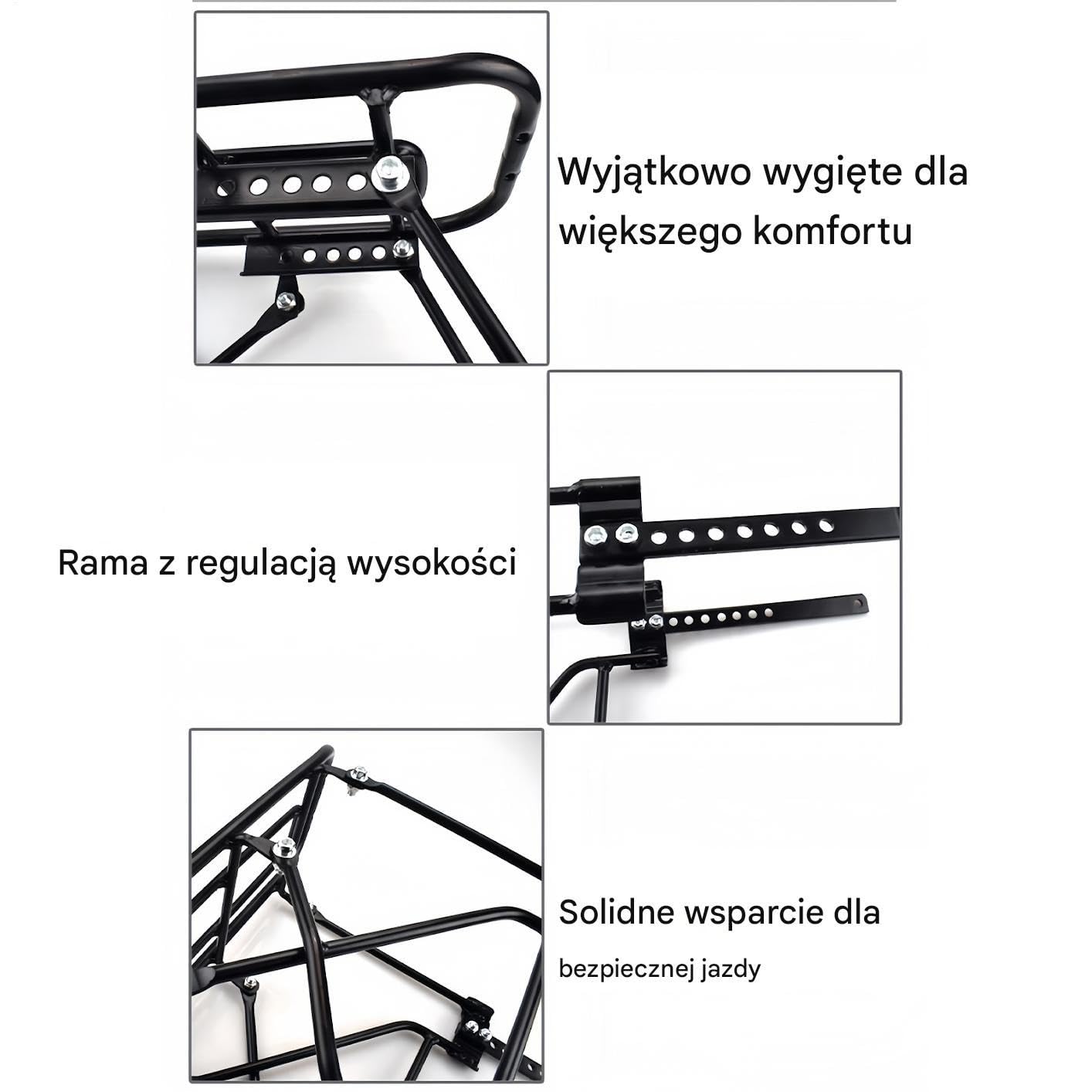 Tylny Bagażnik Rowerowy Wytrzymały Uchwyt o Nośności 200 kg | Regulowany Stalowy Bagażnik Tylny dla Roweru Dla Kolarstwa Jazdy Rowerowej Dojazdów Turystyki Zakupów Spożywczych Piknik