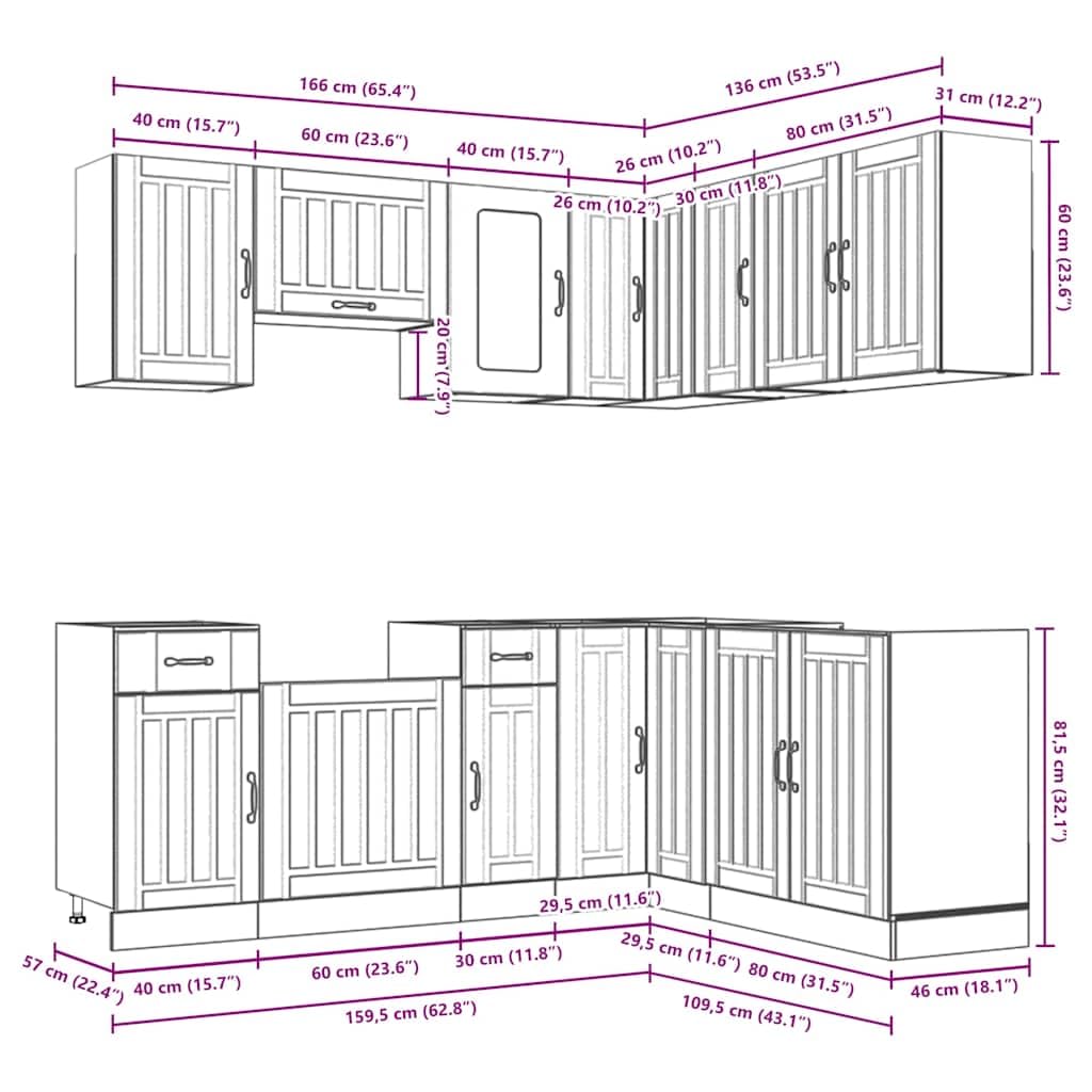 Armadi da cucina Armadi per sala da pranzoSet Mobili da Cucina 11 pz Lucca Bianchi Legno MultistratoAdatto per cucina sala da pranzo balcone