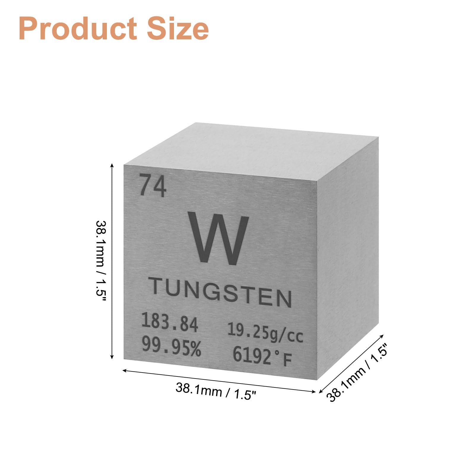 uxcell Tungsten Cube, 1.5 Inch High Density Metal Element Cube Metal Density Cube for Chemical Elements Collection Science Education Experiment Application, Silver