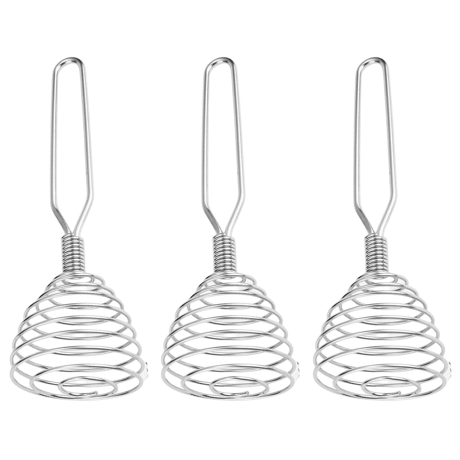 Tsophreniq Press Whisk Kitchen Tool Stainless Steel Stirring Tool for Mixing Oatmeal and Hot Drink Conveniently 3pcs Kitchen Stirrer