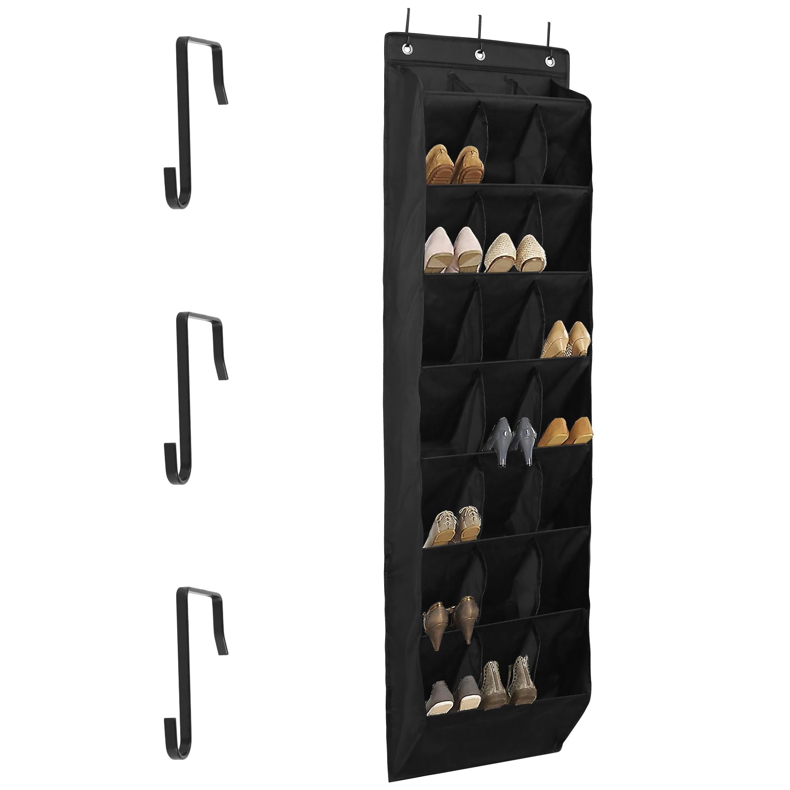 US Over the Door Shoe Organizer Oxford Cloth Over the Door Shoe Rack 24 Compartments Hanging Door Shoe Rack Foldable Hanging Shoe Organizer Over the Door Shoe Storage for Shoes Sneaker(black)