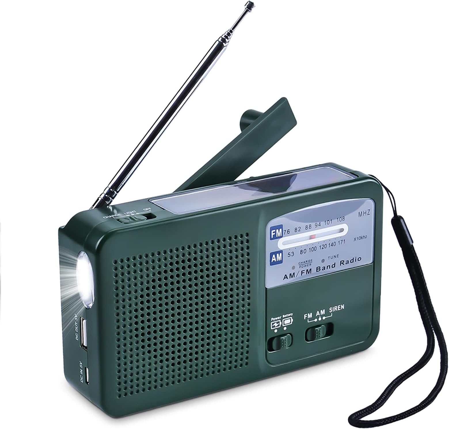 Portable AM FM Radio Rechargeable Wind Up Radios Dynamo Radio Emergency Camping Radio Hand Crank Solar with 500mAh Power Bank LED Torch SOS Alarm for Camping Travel Outdoor Activities