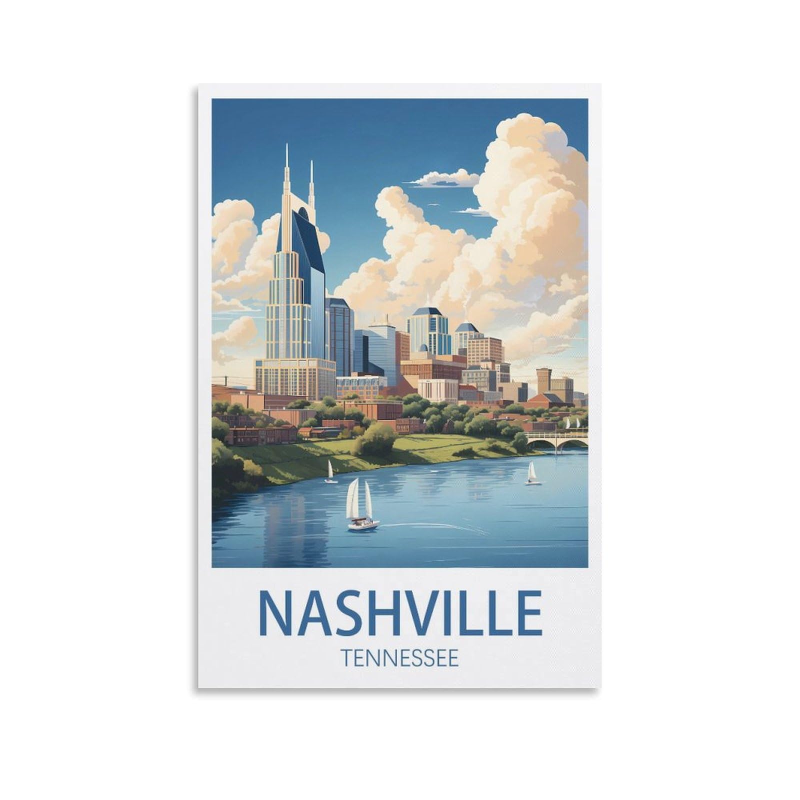 EZMLFA Diamond Painting Art Kits,Nashville Tennessee,5D Diamond Painting Kit for Adults Beginners, DIY Full Round Drill Gem Art Kits for Home Decor 50x60cm
