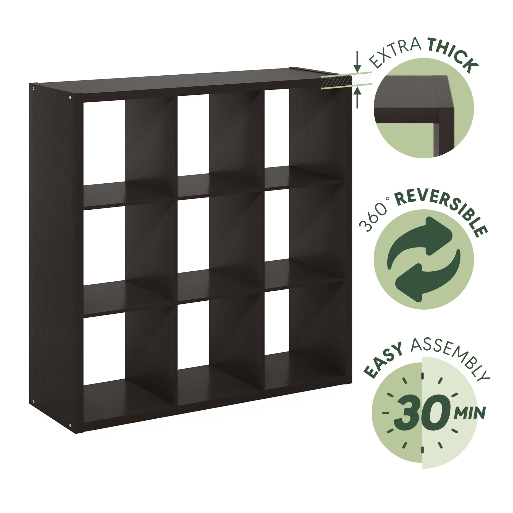 Amazon.com: Furinno CUBICLE Book Shelf, 9-Cube Bookshelf, Extra