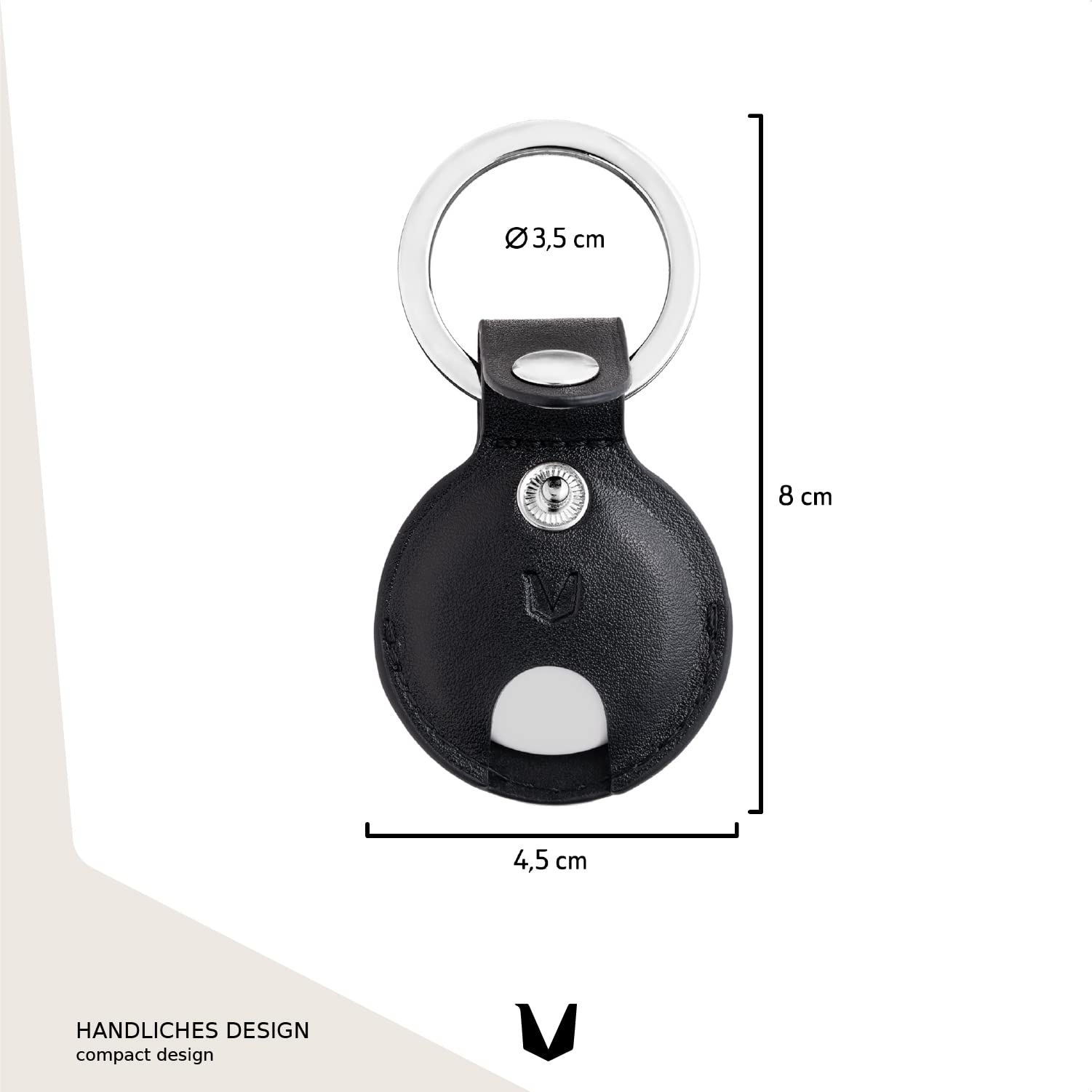 Premium Lederhülle für Apple AirTag - Vegan Leder Case mit Robusten Edelstahl Schlüsselring - Tragbare Schutzhüllen und Zubehör für AirTag Tracker - Schwarz 4er - il Grado