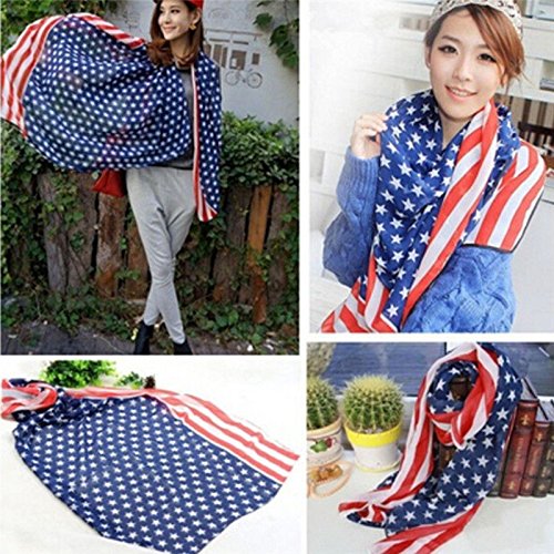 YGS USA Flag Scarf Patriotic Stars and Stripes - 1x w/Random Color and Design3