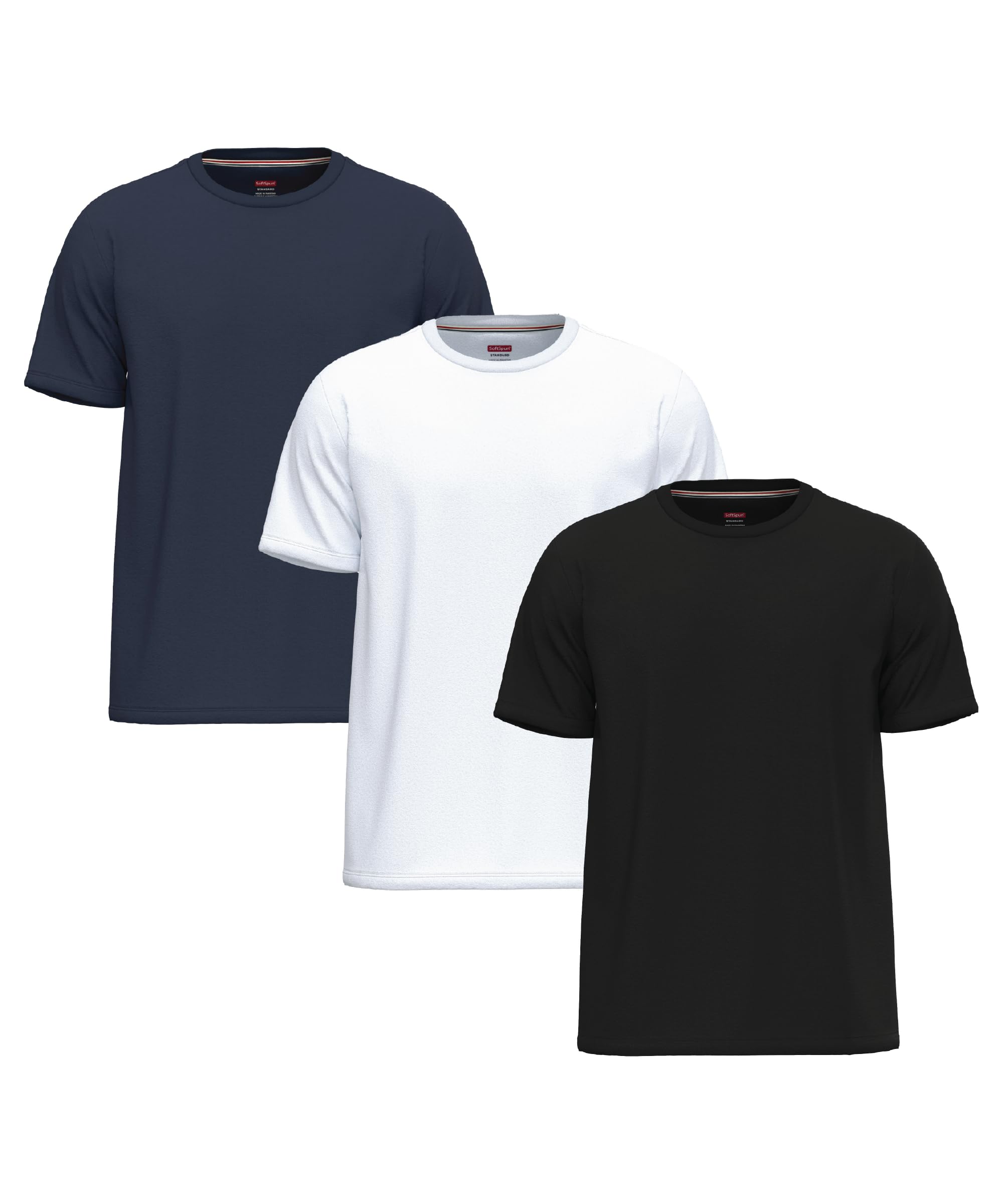 Softspun Men's Pack3 [Daily Collection-2] 3 Pack T Shirts For Uk 100% Cotton Tshirts | Pre-Shrunk Crew Neck T Shirts Multipack