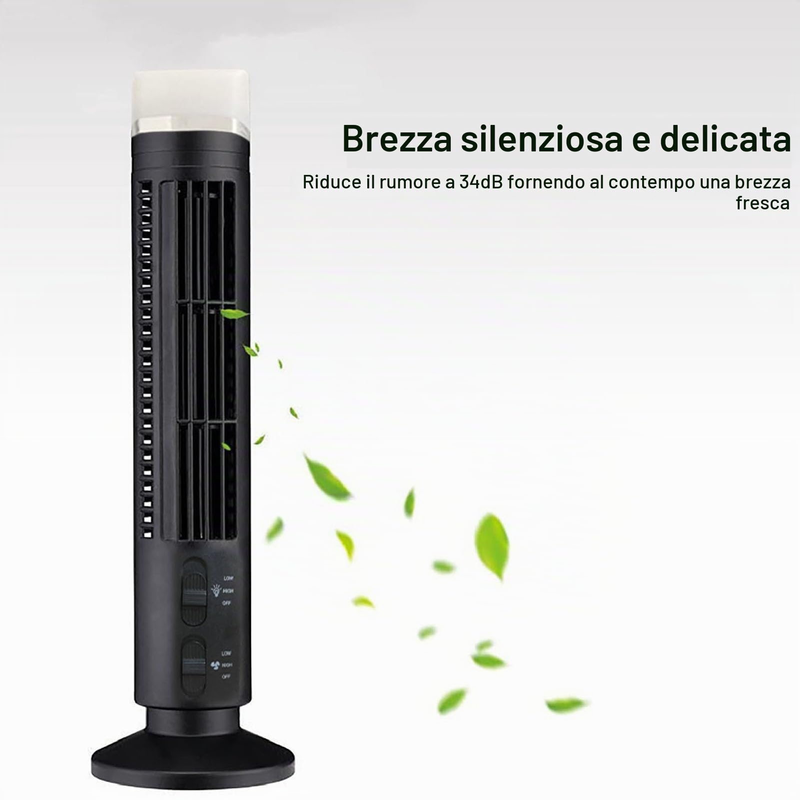 Ejoyous Ventilatore a Torre Senza Lama, 13 Pollici Oscillazione a 90 Gradi Ventilatore a Torre da Tavolo Ultra Silenzioso con Telecomando per Uffici di Domestici (BLACK)