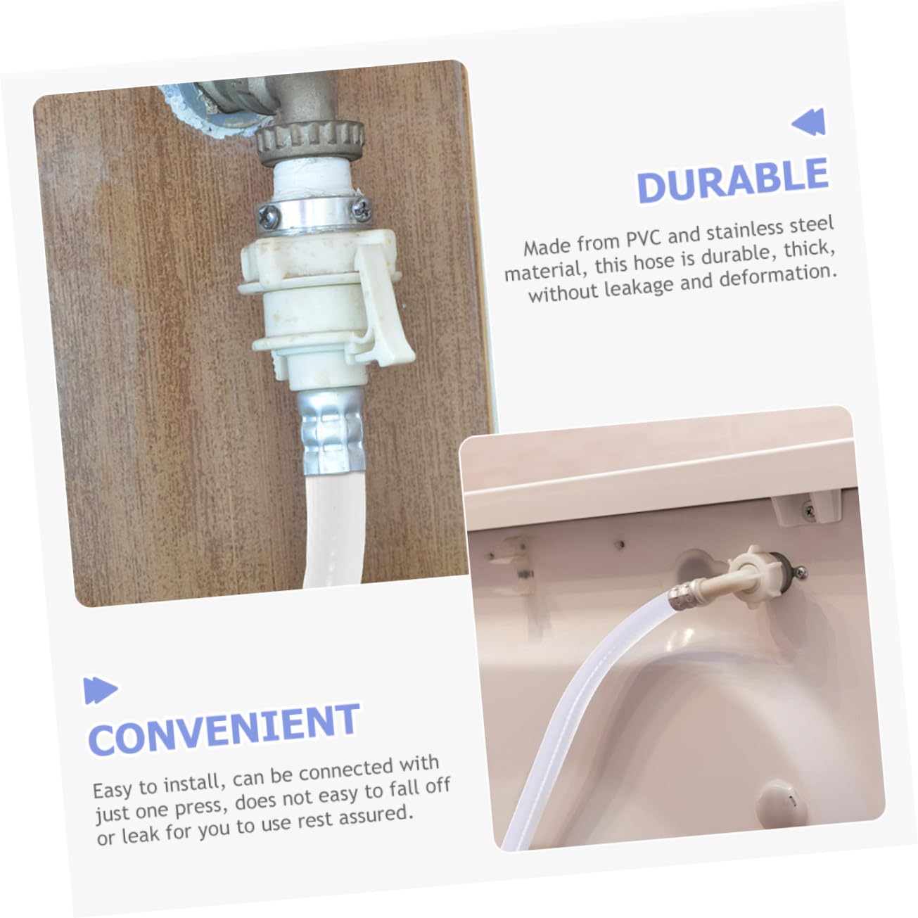 2 pièces Tuyau Alimentation Machine à Laver PVC Inox Résistant Haute Pression Raccord Étanche Facile Installation pour Lave Linge