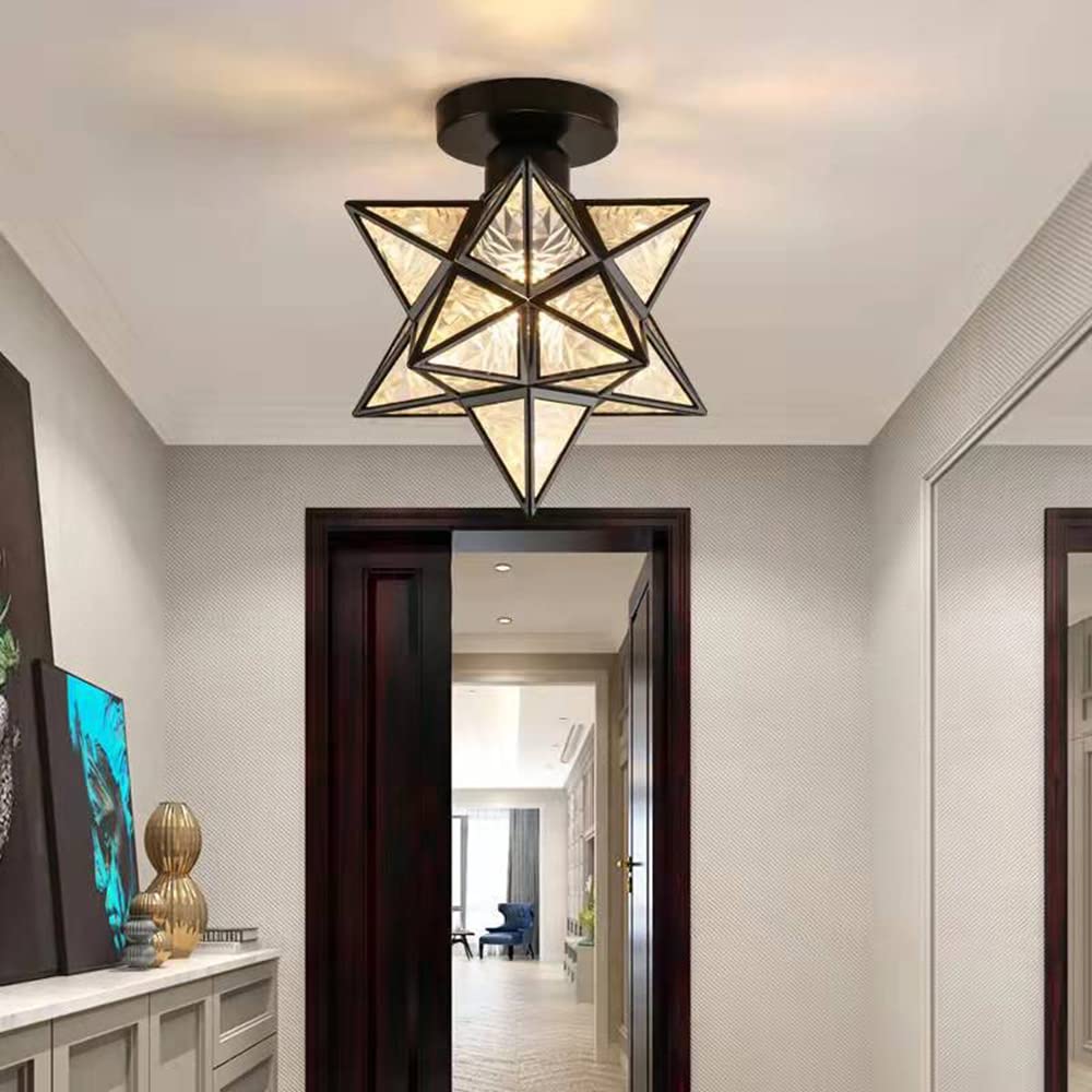 Mengjay Ceiling Light Modern Chandelier Ceiling Lamp Geometric Style Metal Shade E27 Lighting Suitable for Indoor Lighting, Living Room, Porch, Hallway Room Lounge Restaurant. (Black)