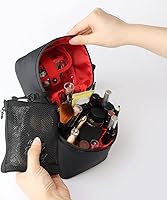 Vista 4 de Organizador de brochas de maquillaje, bolsa de maquillaje, juego de brochas de 7.5 x 5.5 x 4.4 pulgadas, soporte para lápices de viaje profesional