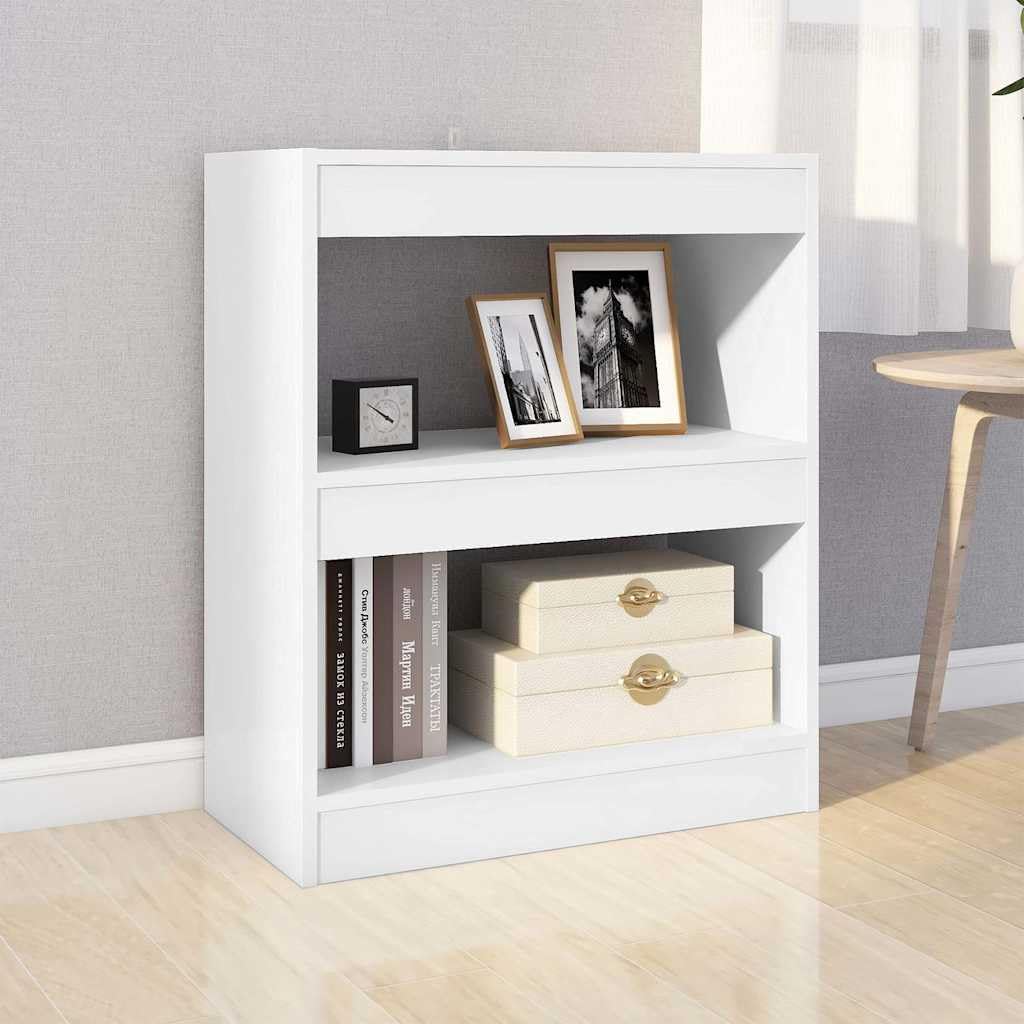 Libreria bianca, 60 x 30 x 72 cm, in legno con spazio portaoggetti, divisorio e sistema di scaffali per soggiorno, ufficio, studio, cameretta dei bambini, ripiano salvaspazio