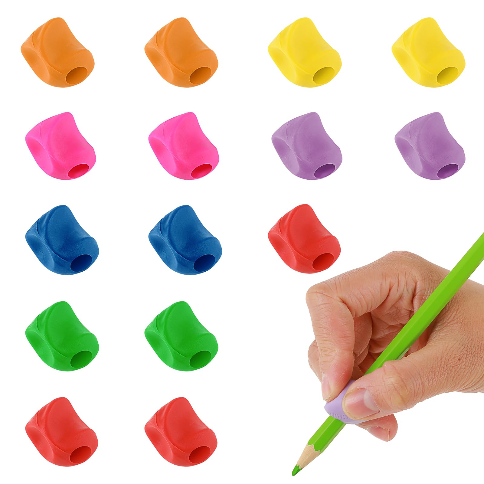 Photo 1 of Mabor 15Pcs Kids Pencil Holder Tripod Pencil Soft Grip Pencil Grippers for Kids Handwriting Correction Finger Posture Training Writing Aids for Preschooler Toddler Kindergarten
