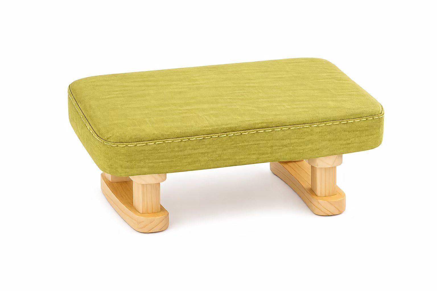 Small Footstool Ottoman, Removable Cover Fabric Foot Stool Rest with Wooden Legs and Non-Slip Soft Padding, Modern Footstools Step for Couch, Desk, Office, Living Room, Bedroom, Entryway, Dogs, Green