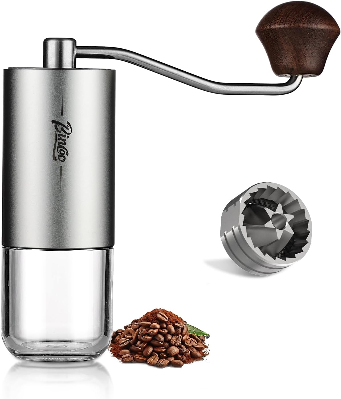 Small Manual Coffee Bean Grinder – 6 Stainless Steel Conical Burr Hand Coffee Grinder with 16 Adjustable Setting, Double Bearing Hand Espresso Grinder