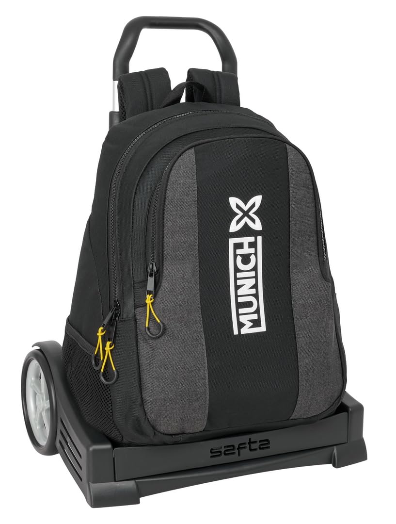 Safta MUNICH TOPO - Mochila Escolar, Espalda Ergonómica, con Carro Evolution, Ideal para Niños de Diferentes Edades, Cómoda y Versátil, Calidad y Resistencia, 32x16x44 cm