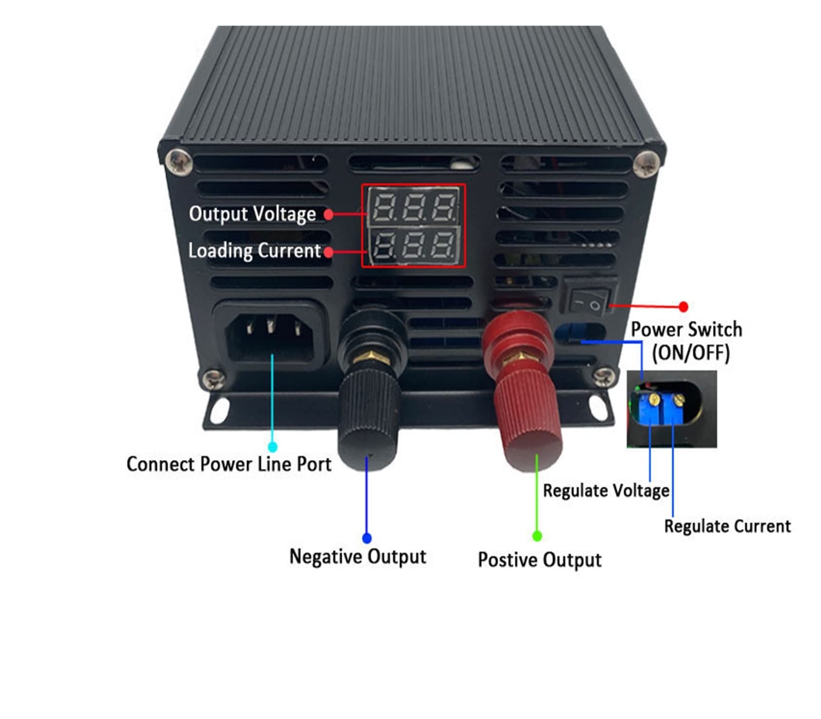 Salida única CA a CC 1500W 27V 55a Ajustable for cargar batería Laboratorio 12V Volt Unidad de fuente de alimentación(70V)