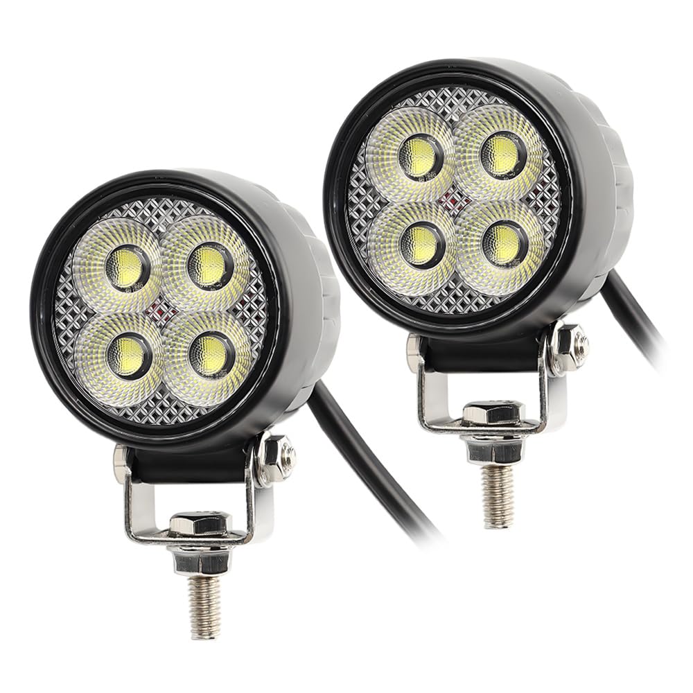 2PCS Feu Additionnel Moto LED 20W Phare de Travail LED Round 2.5 Inch pour Moto, Tracteur, Voiture, Auto, 4x4 12V/24V 1800lm Flood