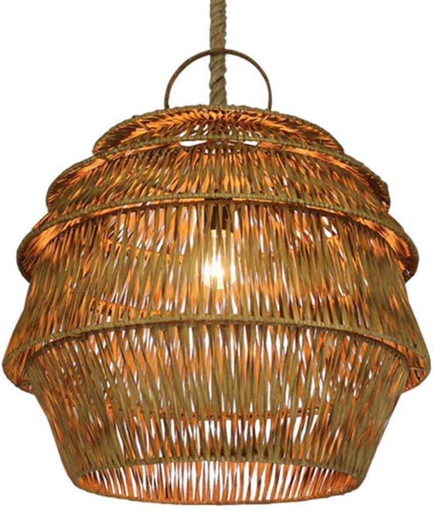 Lustre en rotin de style américain moderne - Suspension abat-jour osier premium